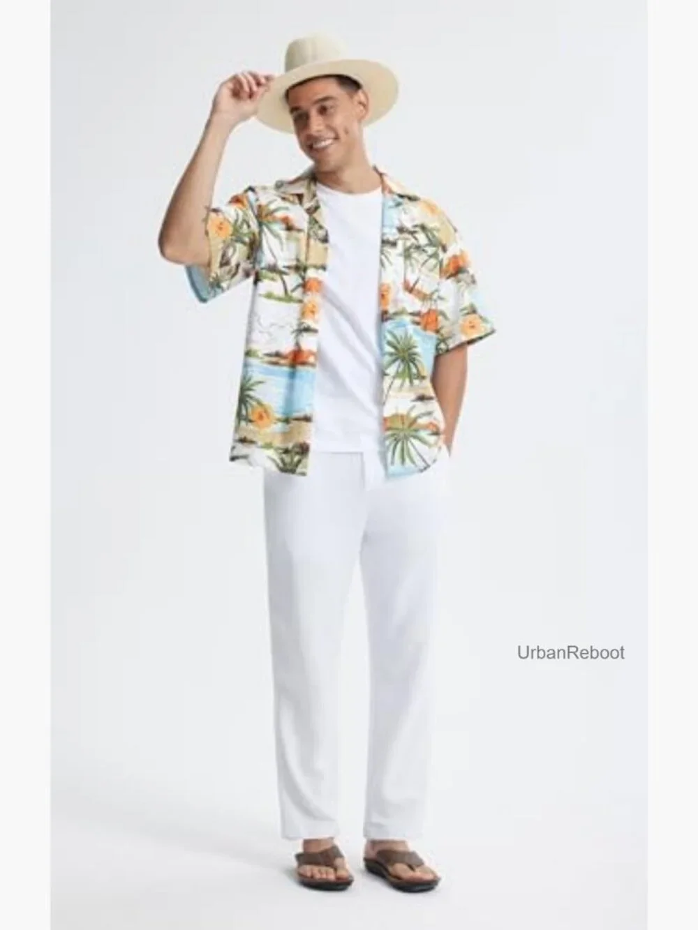 Men's Linen Pants Elastic Waist Lightweight Casual Trousers with Pockets